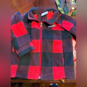 Columbia Red and Black Checkered Fleece Jacket